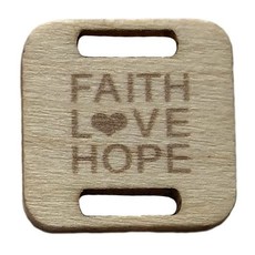 Birch Wood Garment Tag - Faith, Love, Hope - Square