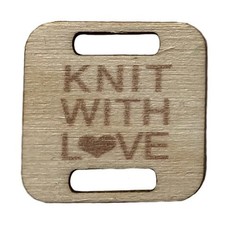 Birch Wood Garment Tag - Knit with Love - Square