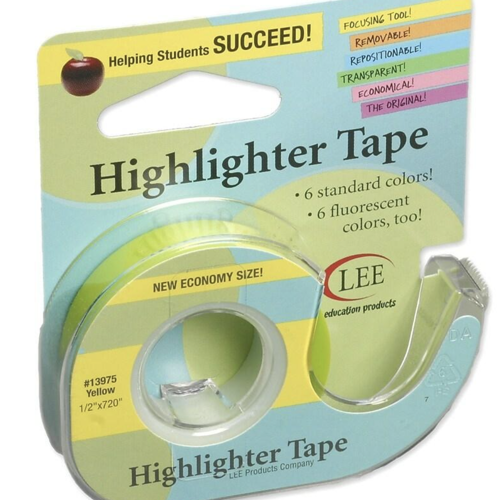 Lee Products Highlighter Tape Yellow