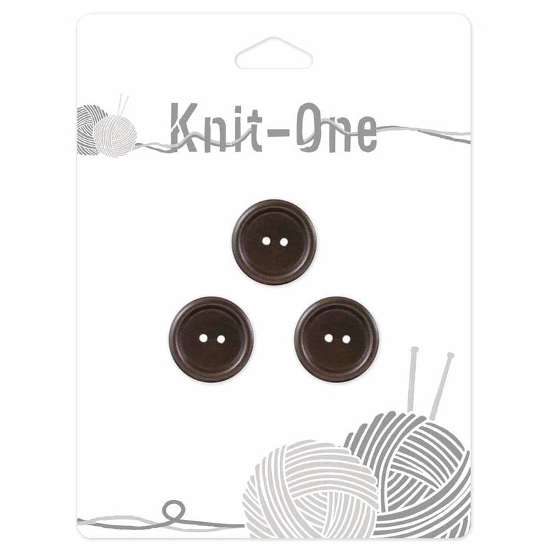 Knit-One Knit-One Button - 2 Hole Wood Button - 18mm  - Brown