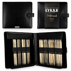 Lykke Needles Lykke Double Pointed Needle Set - 6" Driftwood Large - Black Faux Leather Case