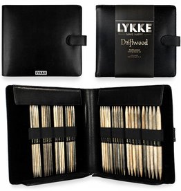 Lykke Needles Lykke Double Pointed Needle Set - 6" Driftwood Large - Black Faux Leather Case