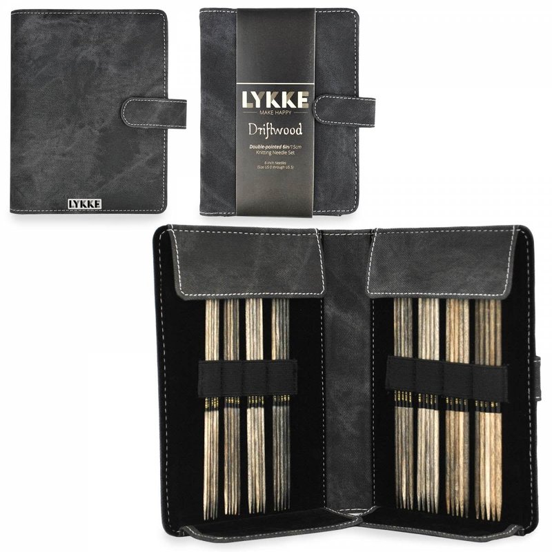 Lykke Needles Lykke Double Pointed Needle Set - 6" Driftwood Small - Grey Denim Case