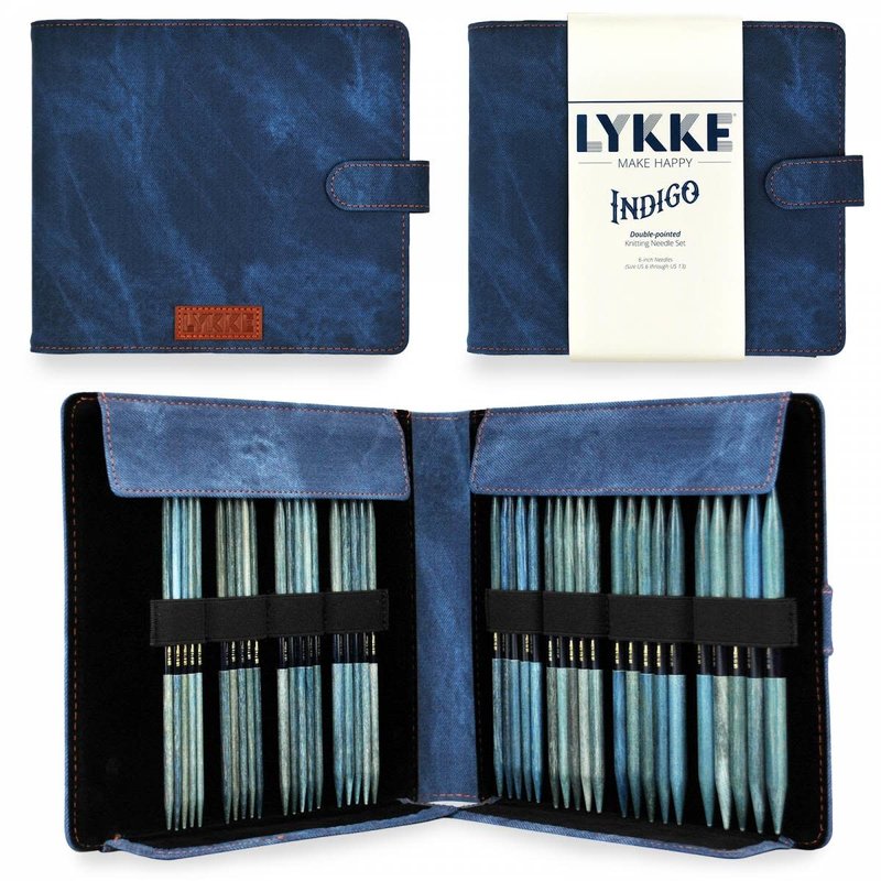 Lykke Needles Lykke Double Pointed Set - 6" Indigo Driftwood Large - Indigo Case