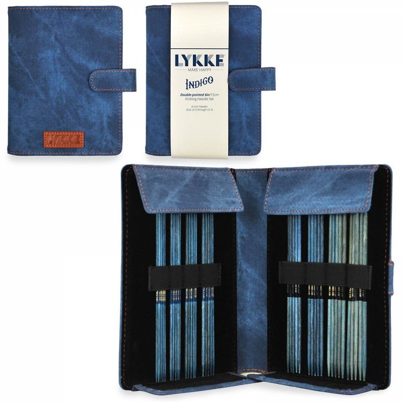 Lykke Needles Lykke Double Pointed Needle Set - 6" Indigo Driftwood Small - Indigo Case