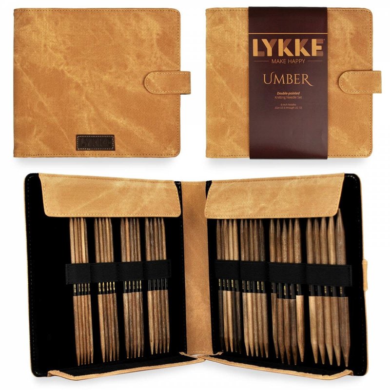 Lykke Needles Lykke Double Pointed Needle Set - 6" Umber Driftwood Large - Umber Case