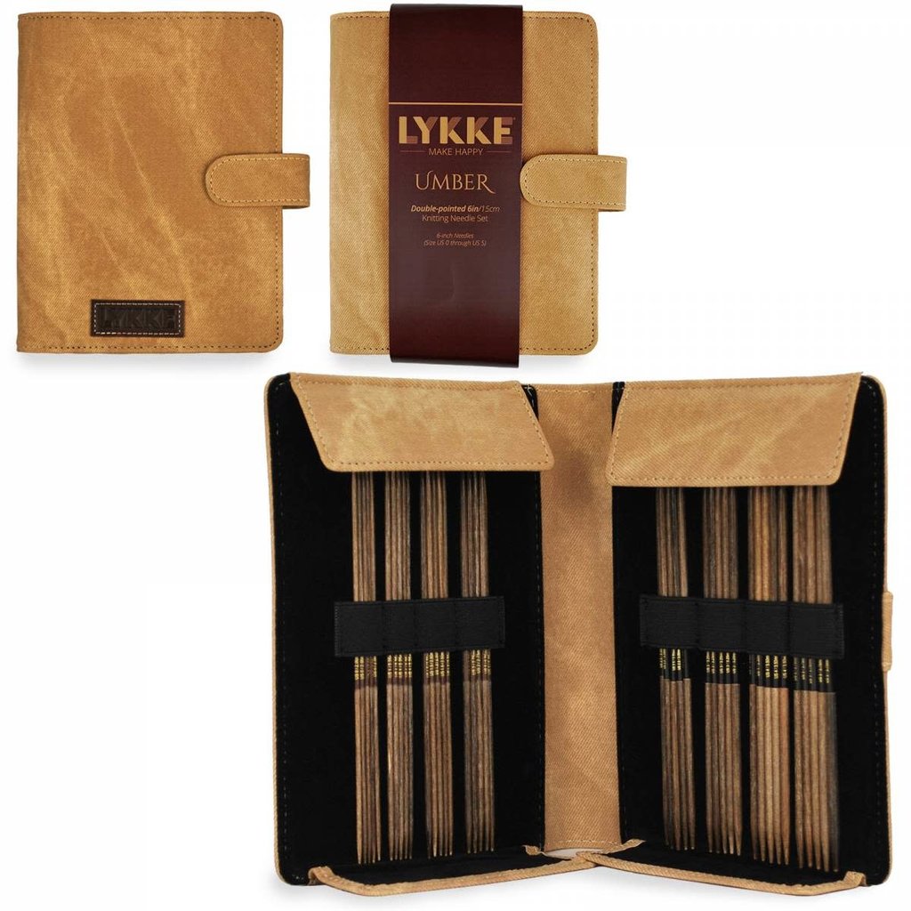 Lykke Needles Lykke Double Pointed Needle Set - 6" Umber Driftwood Small - Umber Case