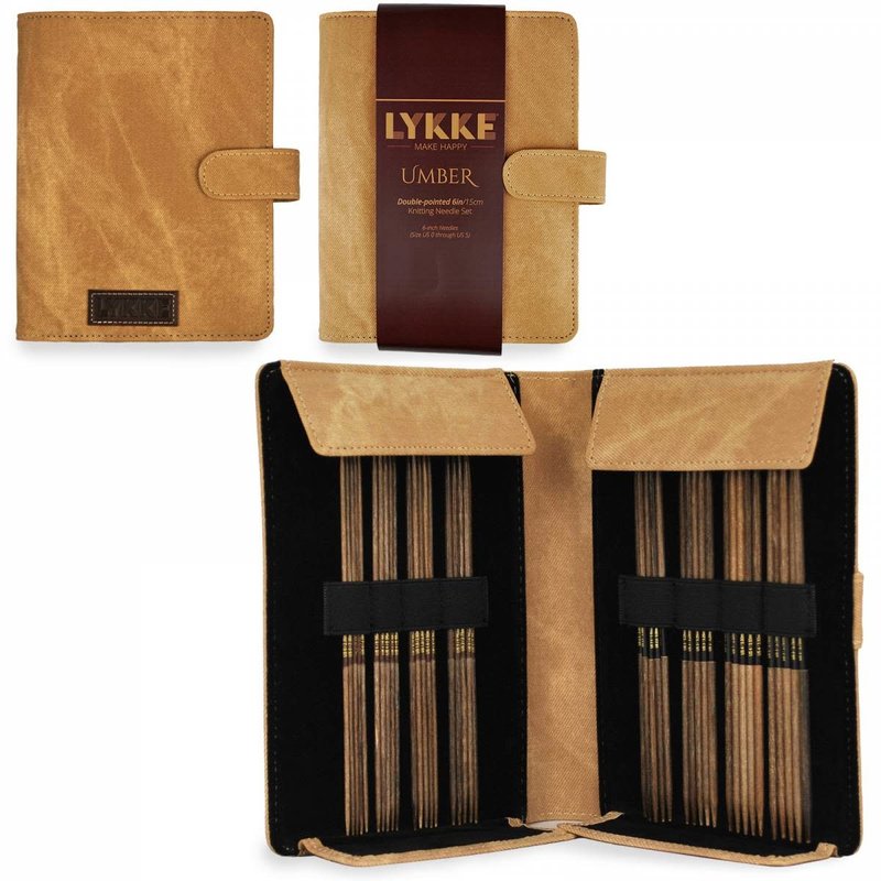 Lykke Needles Lykke Double Pointed Needle Set - 6" Umber Driftwood Small - Umber Case