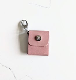 Thread and Maple Thread and Maple Leather stitch Markers Case - Rose with Rose/Grey stitch markers