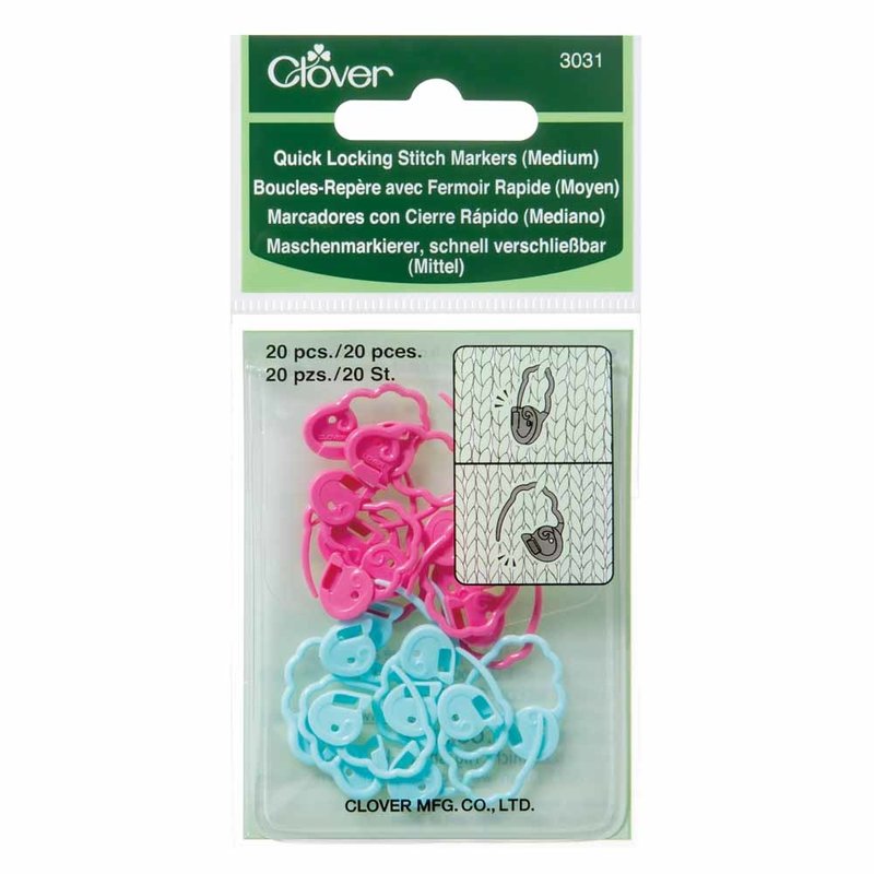 Clover Clover Quick Locking Stitch Markers - Medium, 20 count