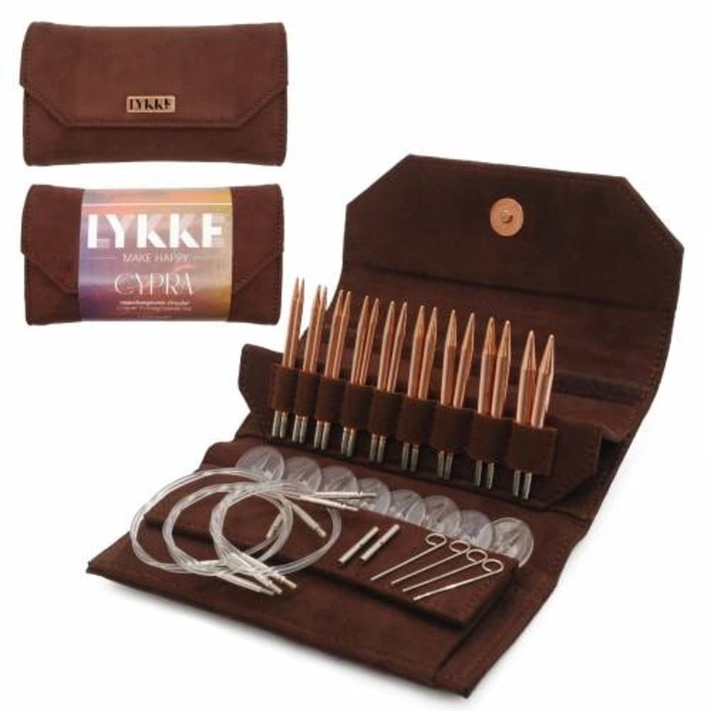 Lykke Needles Lykke Interchangeable Set - 3.5" Cypra - Brown Vegan Suede Case