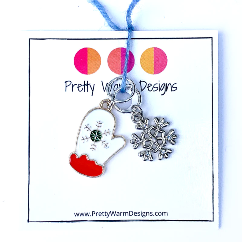 Pretty Warm Designs Pretty Warm Designs - Winter Stitch Markers - Mitten and Snowflake