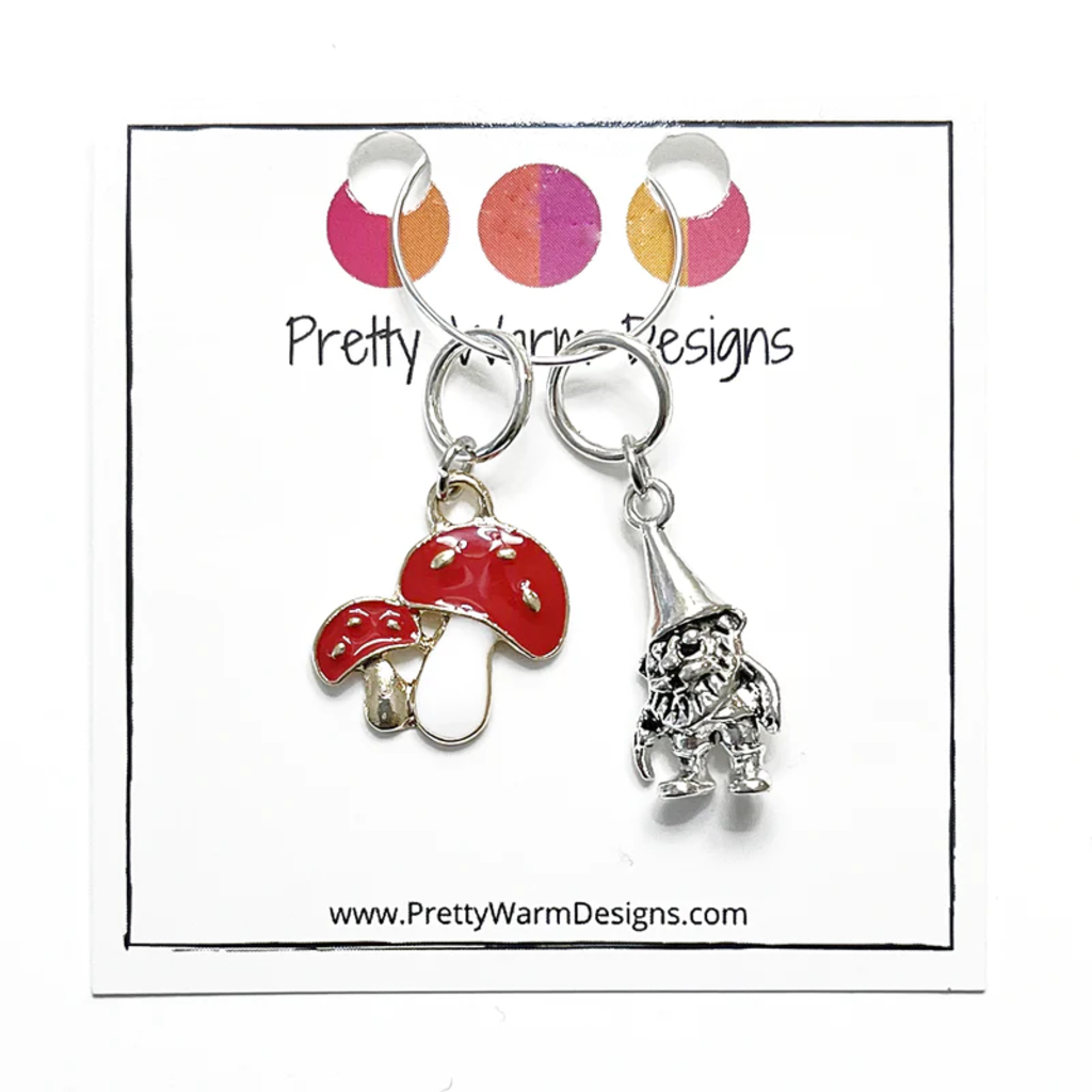 Pretty Warm Designs Pretty Warm Designs - Gnome Stitch Markers - Toadstool and Gnome