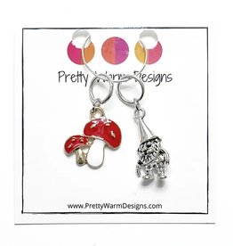 Pretty Warm Designs Pretty Warm Designs - Gnome Stitch Markers - Toadstool and Gnome