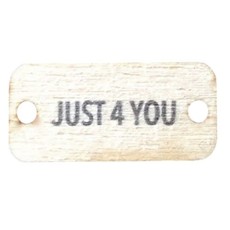 Birch Wood Garment Tag - Just 4 You (Charcoal Text) Rectangle