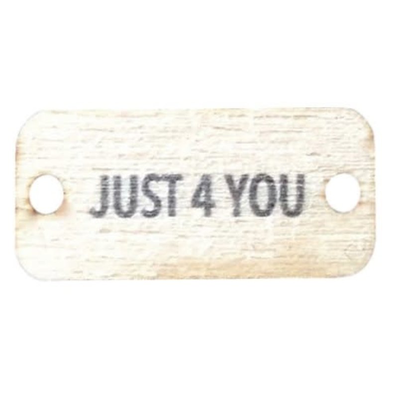 Miscellaneous Birch Wood Garment Tag - Just 4 You (Charcoal Text) Rectangle