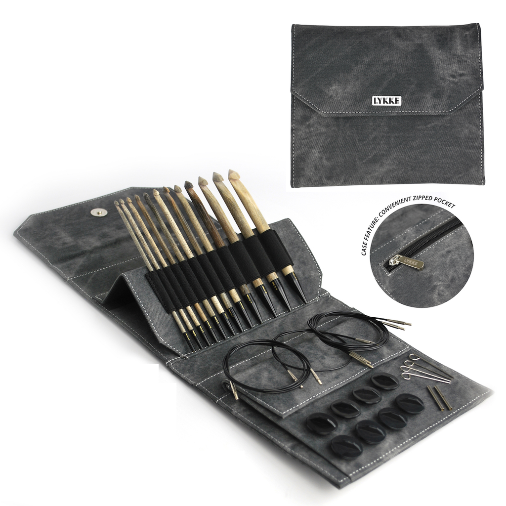 Lykke Needles Lykke Interchangeable Set - Tunisian Crochet, Grey Denim