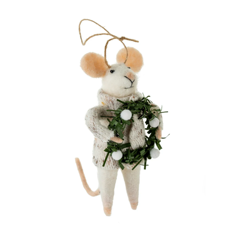 Indaba Felted Mouse Ornament - Advent Albert Mouse