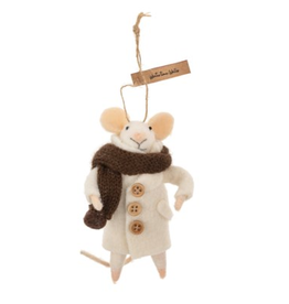 Indaba Felted Mouse Ornament - Wintertime Wells