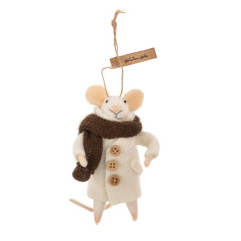 Indaba Felted Mouse Ornament - Wintertime Wells