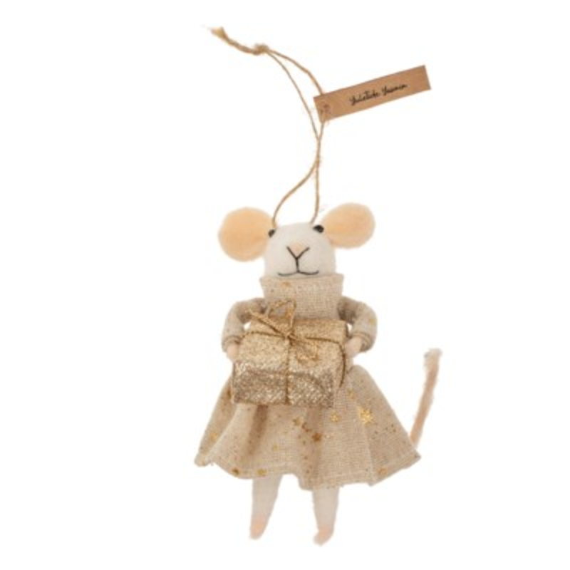 Indaba Felted Mouse Ornament - Yuletide Yasmin