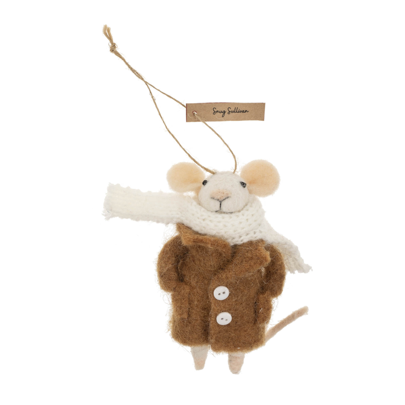 Indaba Felted Mouse Ornament - Snug Sullivan