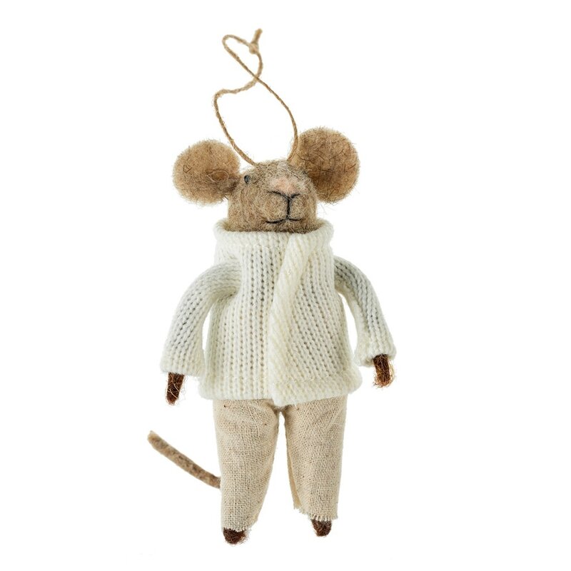 Indaba Felted Mouse Ornament - Hibernal Harrison