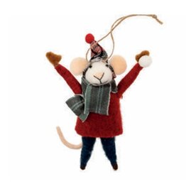 Indaba Felted Mouse Ornament - Snowball Spencer