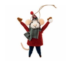 Indaba Felted Mouse Ornament - Snowball Spencer