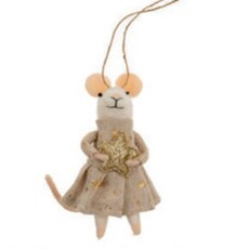 Indaba Felted Mouse Ornament - Starbright Scarlett