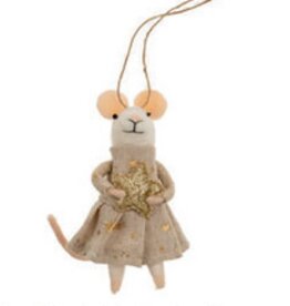 Indaba Felted Mouse Ornament - Starbright Scarlett