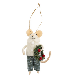 Indaba Felted Mouse Ornament - Traditional Tim
