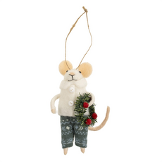 Indaba Felted Mouse Ornament - Traditional Tim