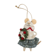 Indaba Felted Mouse Ornament - Traditional Tabitha