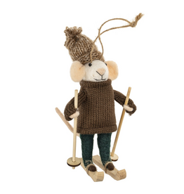 Indaba Felted Mouse Ornament - Skating Sydney