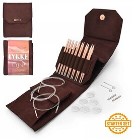 Lykke Needles Lykke Interchangeable Set -  5" Cypra Starter Set, Brown Vegan Suede