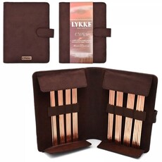 Lykke Needles Lykke Double Pointed Needle Set - 6" Cypra, Small, Brown Vegan Suede