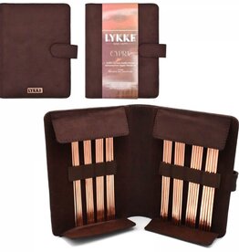 Lykke Needles Lykke Cypra 6" Double Point Needle Set - Small, Brown Vegan Suede