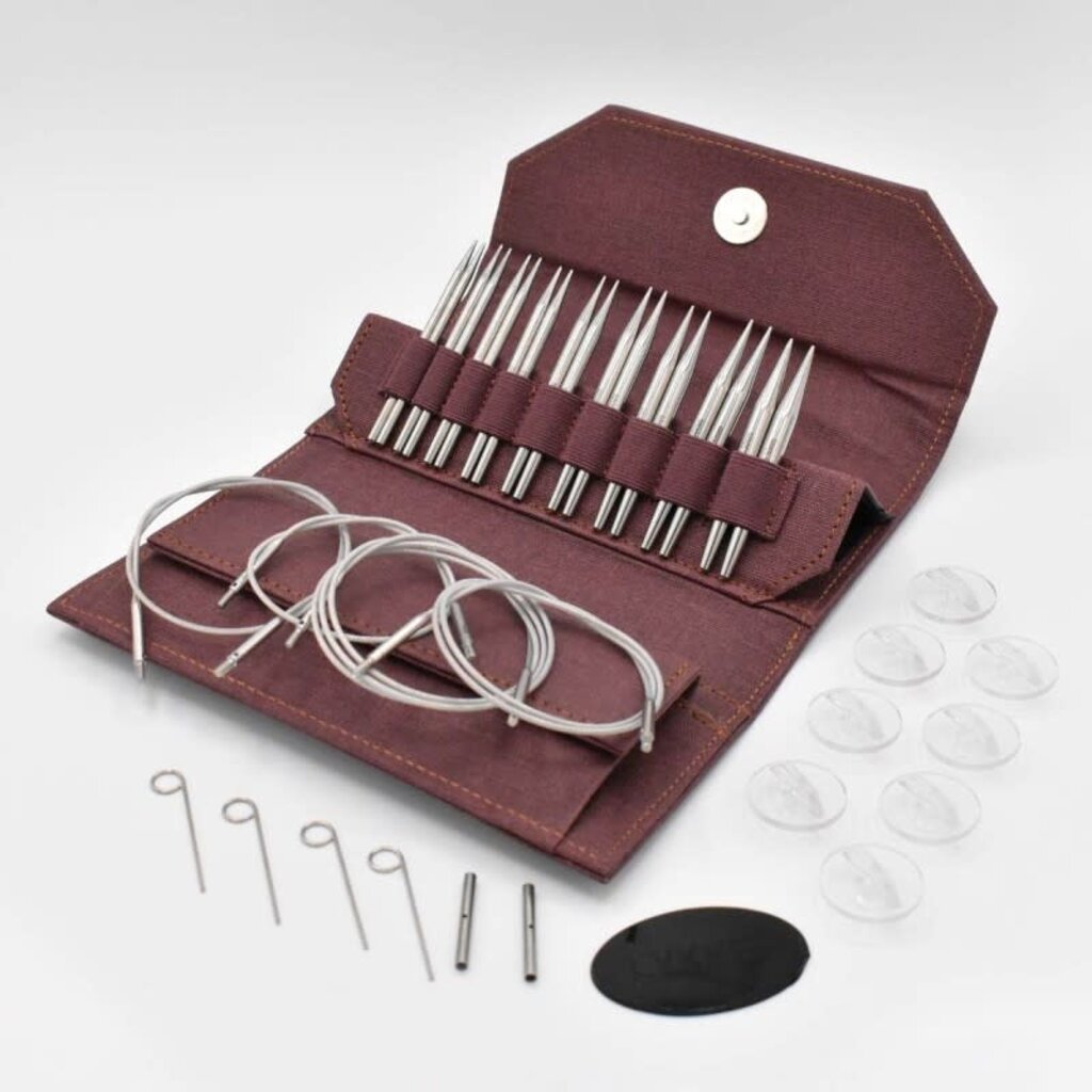 Lykke Needles Lykke Interchangeable Set - 3.5" Flight Faux Waxed Canvas Maroon