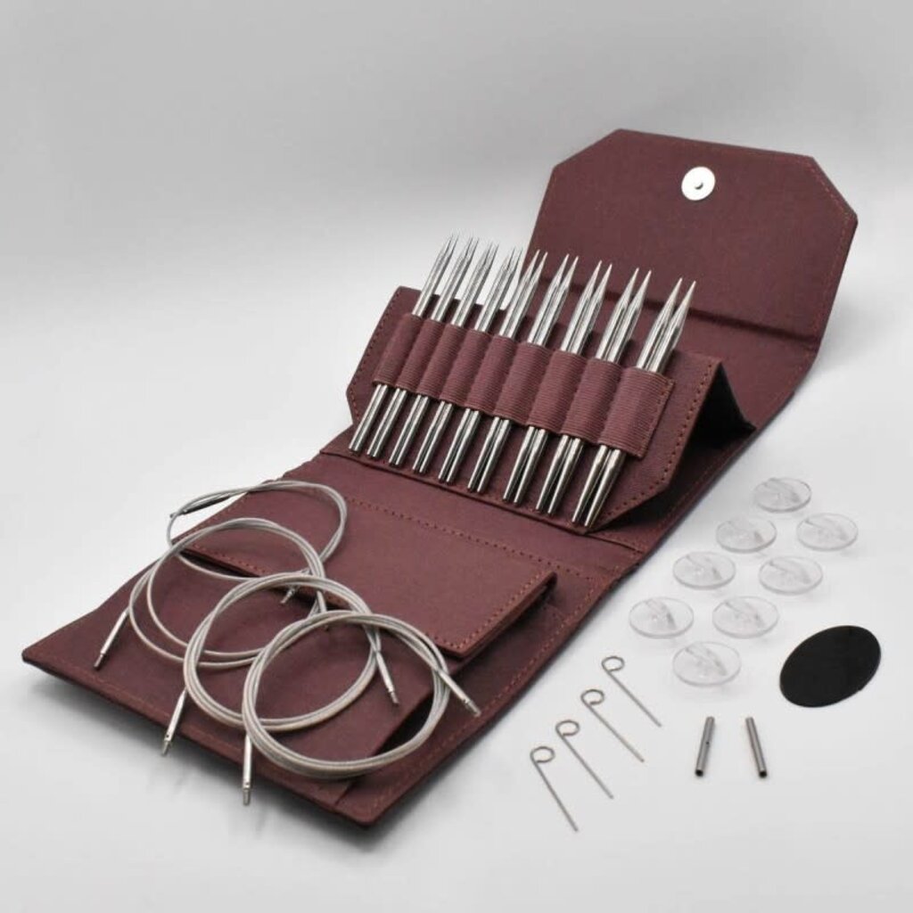 Lykke Needles Lykke Interchangeable Set - 5" Flight Faux Waxed Canvas Maroon
