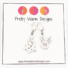 Pretty Warm Designs Pretty Warm Designs - Reindeer and Christmas Tree Ring Stitch Marker