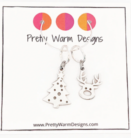 Pretty Warm Designs Pretty Warm Designs - Reindeer and Christmas Tree Ring Stitch Marker