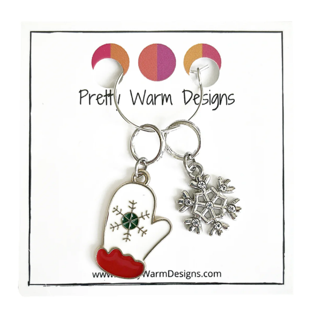 Pretty Warm Designs Pretty Warm Designs - Winter Stitch Markers - Mitten and Snowflake