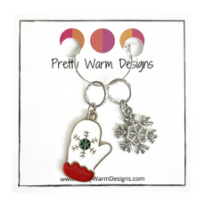 Pretty Warm Designs Pretty Warm Designs - Winter Stitch Markers - Mitten and Snowflake