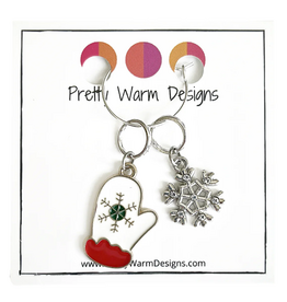 Pretty Warm Designs Pretty Warm Designs - Winter Stitch Markers - Mitten and Snowflake