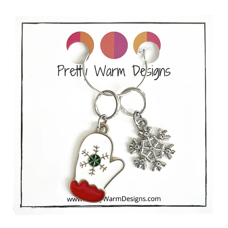 Pretty Warm Designs Pretty Warm Designs - Winter Stitch Markers - Mitten and Snowflake