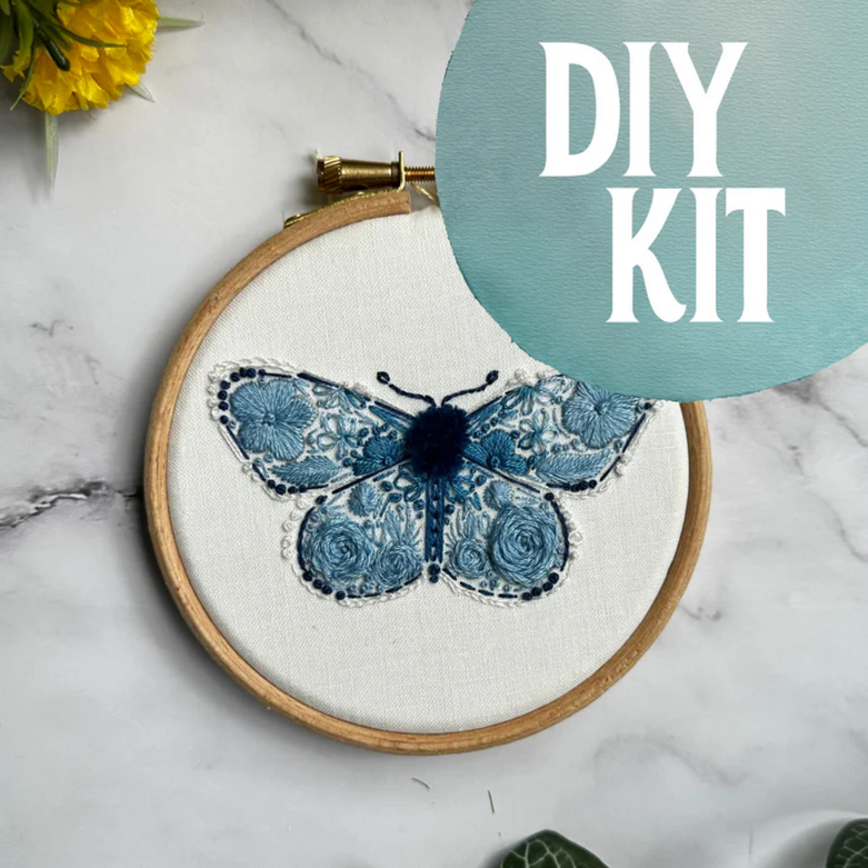 Nest Embirdery Nest Embirdery - Karner Blue Butterfly Mini Embroidery Kit