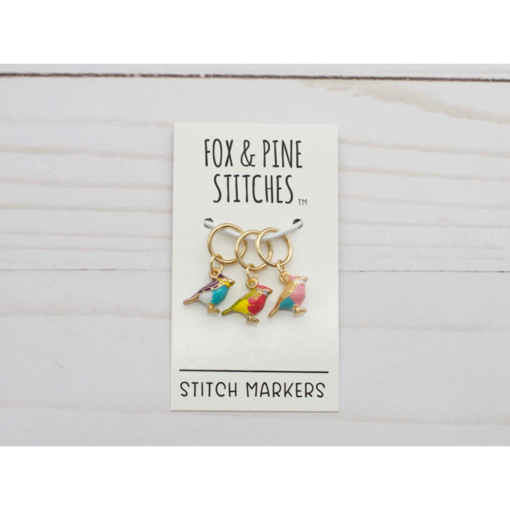 Fox and Pine Fox and Pine Stitch Marker - Colorful Birds