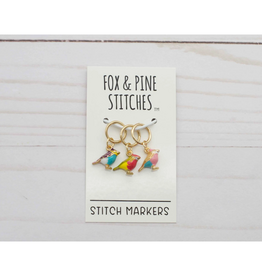 Fox and Pine Fox and Pine Stitch Marker - Colorful Birds
