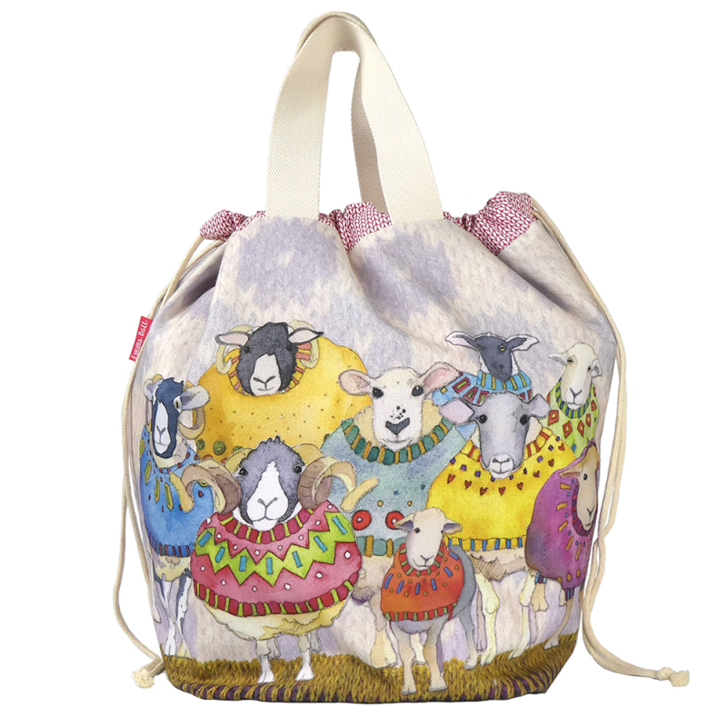 Emma Ball Emma Ball Sheep in Sweaters, Large Bucket Drawstring Bag